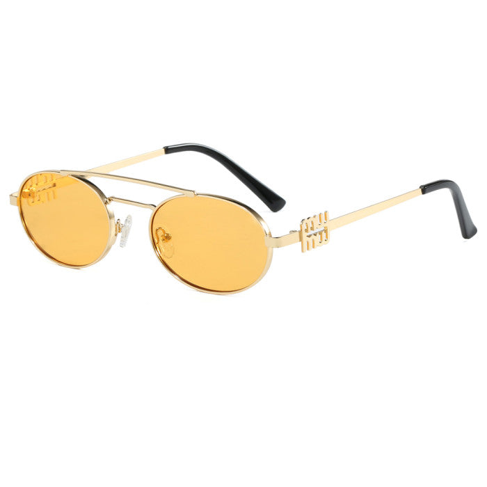 Retro Oval Luxury Flat Top Metal Frame Wholesale Sunglasses