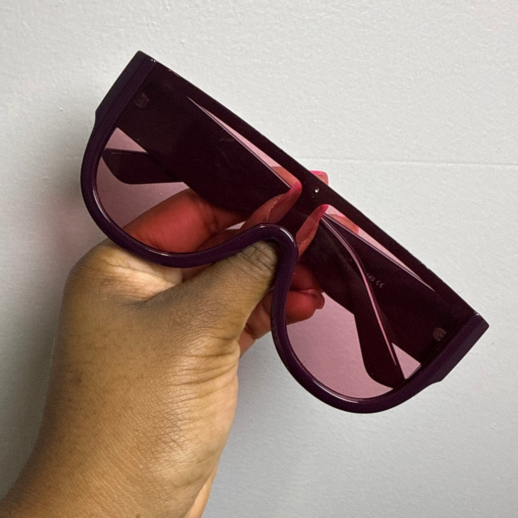 Unisex Oversized Round Bottom Sunglasses | Deep Wine-Pink