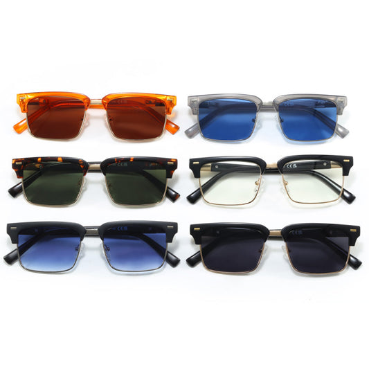 Half Frame Square UV400 Unisex Wholesale Sunglasses