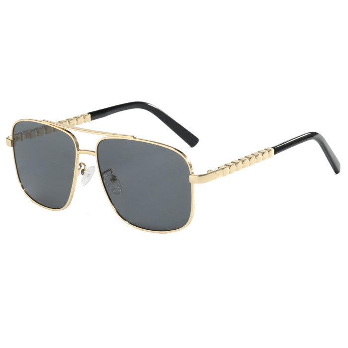 Retro Square Double Bridges Gradient Metal Flat Top Wholesale Sunglasses