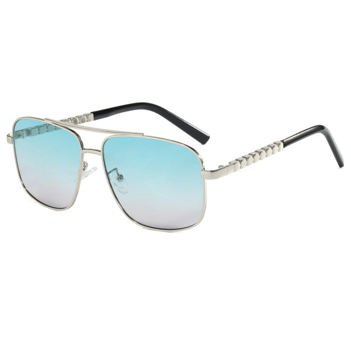 Retro Square Double Bridges Gradient Metal Flat Top Wholesale Sunglasses