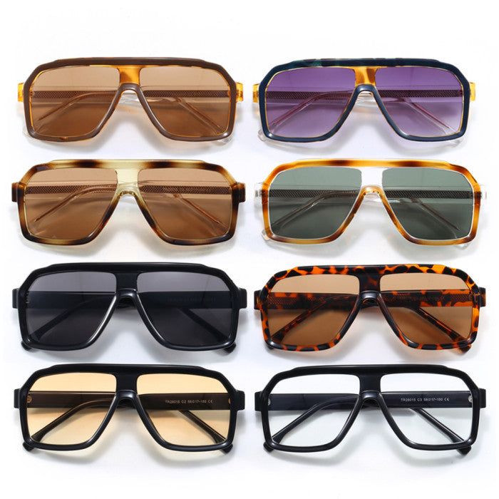 Retro Classic Oversized Square Pilot Flat Top UV400 Outdoor Vacation Wholesale Sunglasses