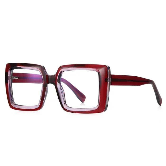 Women Oversized Square Blue Light Blocking Glasses | Wine