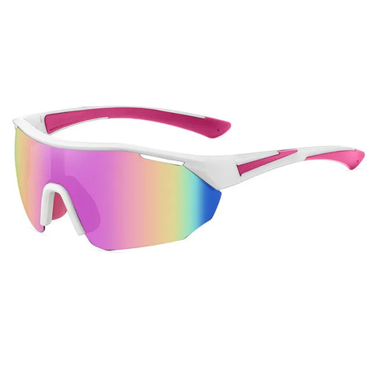 Half Rim Oversize Shield Polarized Sunglasses | Pink/White