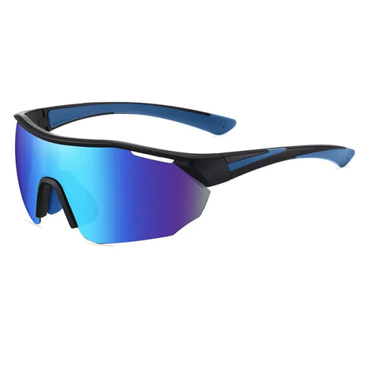 Half Rim Oversize Shield Polarized Sunglasses | Blue