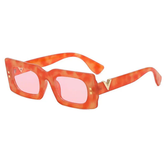 Small Rectangle Arm V Cut Sunglasses | Orange