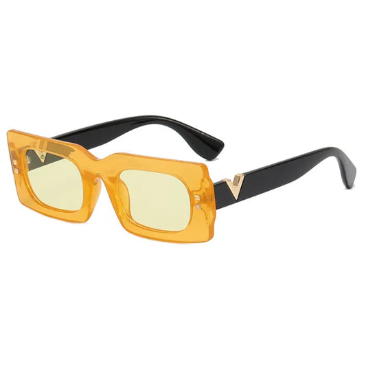 Small Rectangle Arm V Cut Sunglasses | Yellow