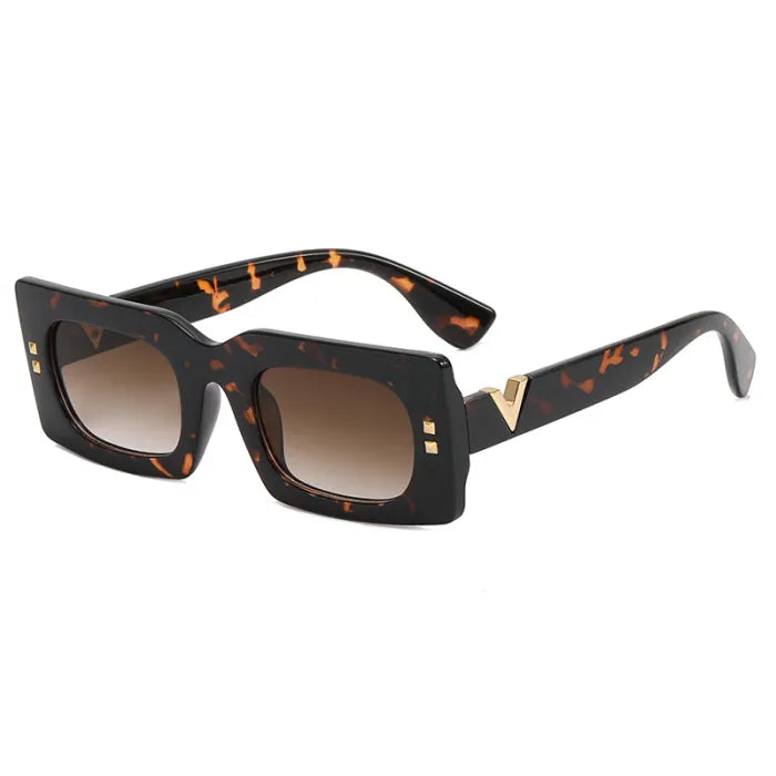 Small Rectangle Arm V Cut Sunglasses | Print