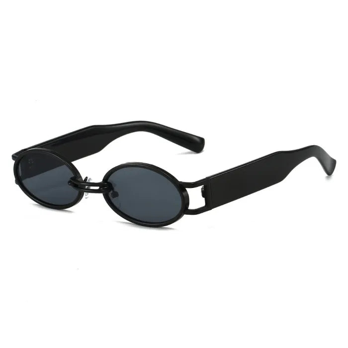 Retro Small Oval UV400 Metal Sunglasses | Black