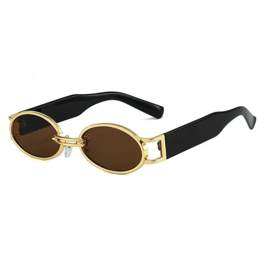 Retro Small Oval UV400 Metal Sunglasses | Brown