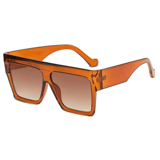 Flat Top Square UV400 Color Gradient Sunglasses | Brown