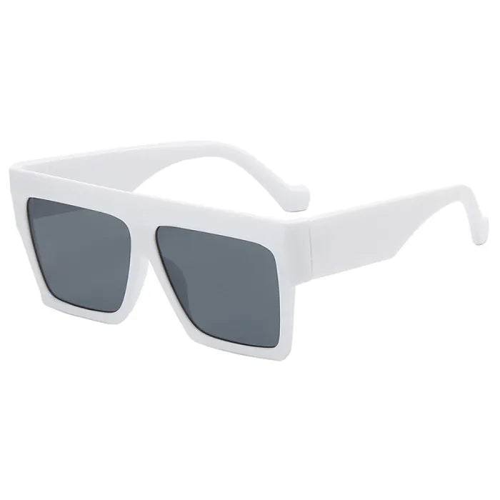 Flat Top Square UV400 Color Gradient Sunglasses | White