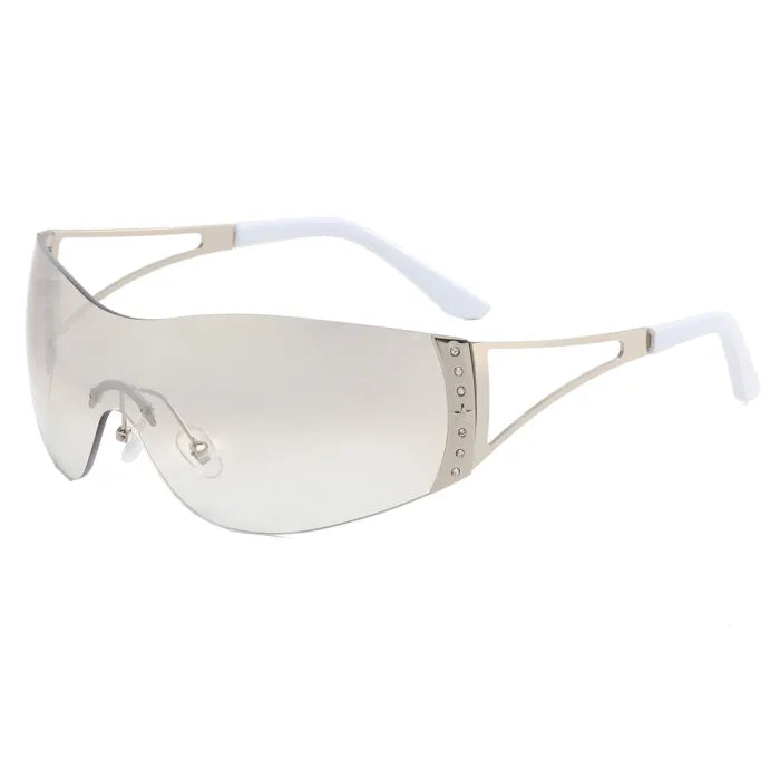 Y2K Oversized Rimless Shield Sunglasses | Clear