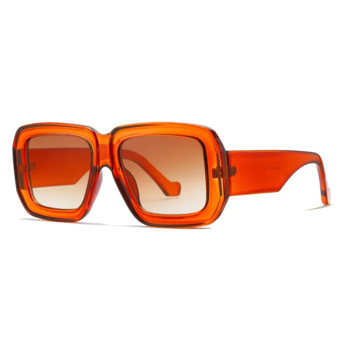 Y2K Oversized Square Thick Flat Top Sunglasses | Orange