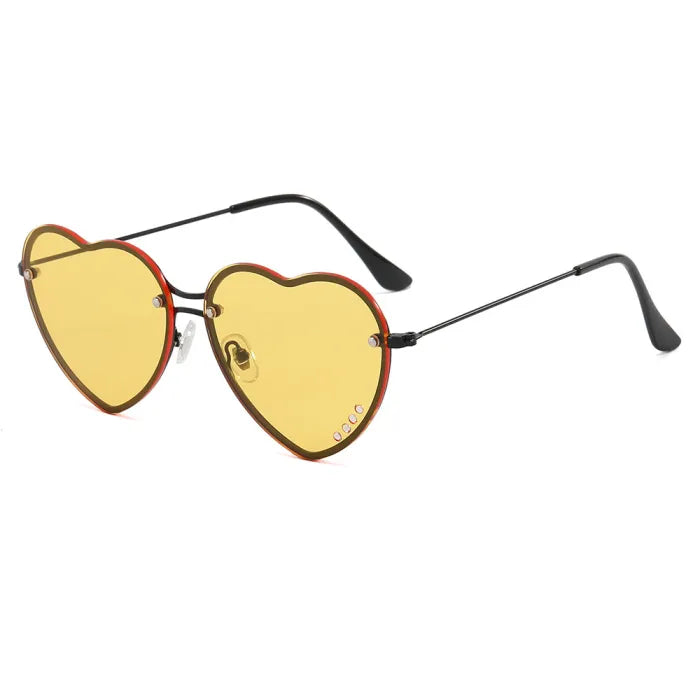 Heart Love Metal Frame Sunglasses | Yellow