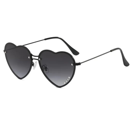 Heart Love Metal Frame Sunglasses | Charcoal