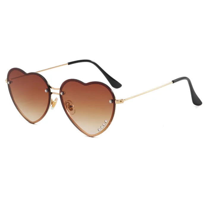 Heart Love Metal Frame Sunglasses | Brown