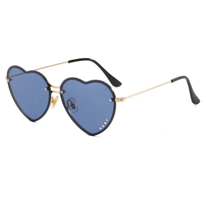 Heart Love Metal Frame Sunglasses | Blue