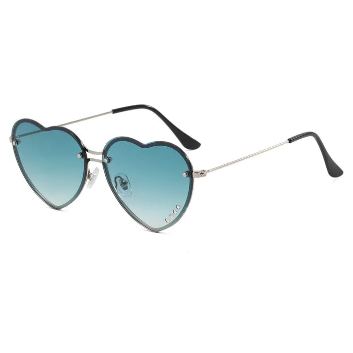 Heart Love Metal Frame Sunglasses | Green