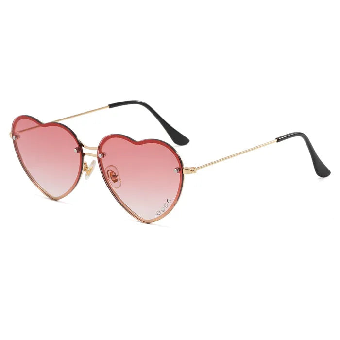 Heart Love Metal Frame Sunglasses | Rose