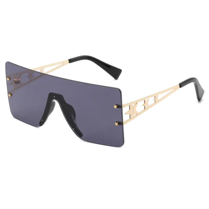 Star Flat Top Oversized Square Rimless Sunglasses | Charcoal