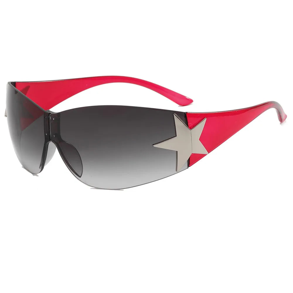 Rimless Shield Y2K Star Wholesale Sunglasses