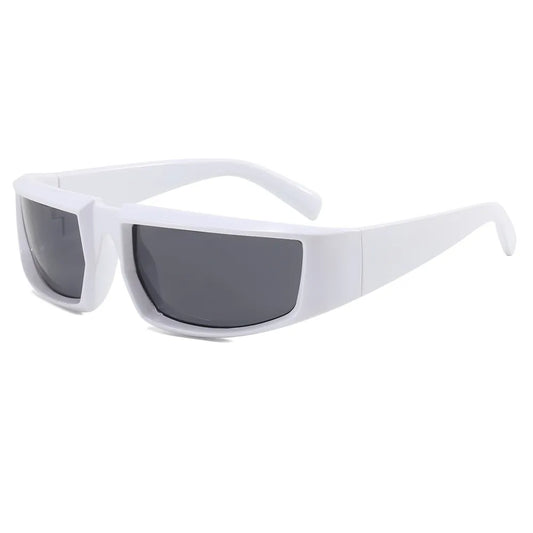 Retro Rectangle Stylish Futuristic Y2K Sunglasses | White