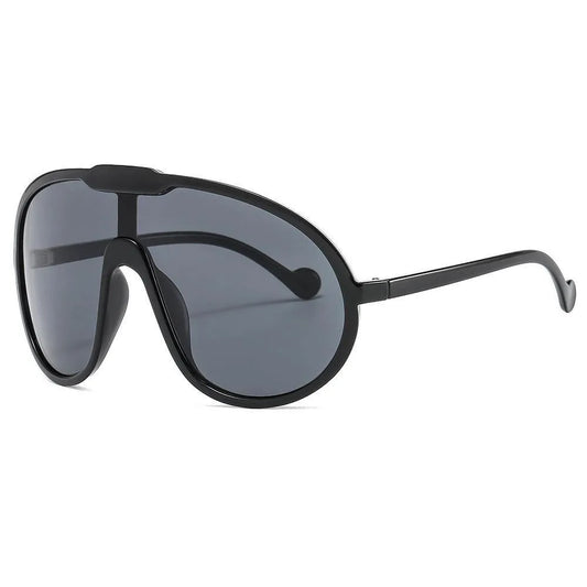 Oversized Shield Round Bottom Sunglasses | Black