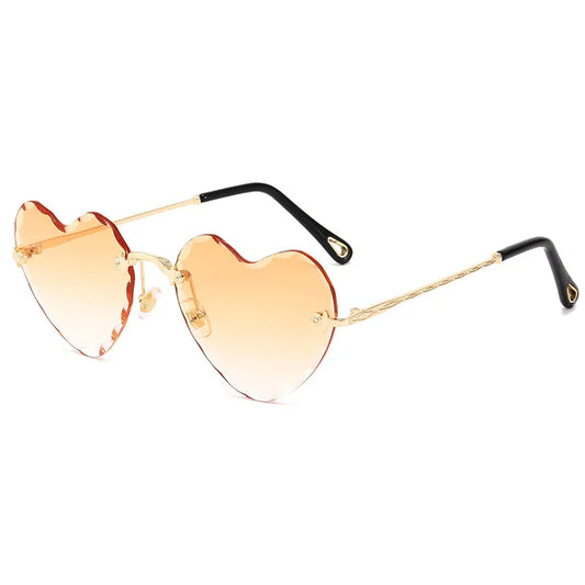 Rimless Heart Beveled Sunglasses | Orange