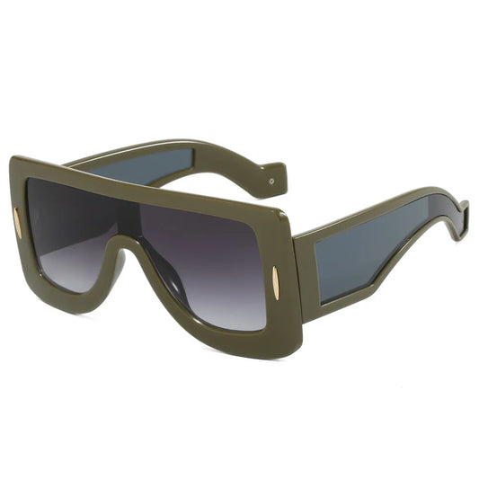 Oversized Flat Top Square Shades Sunglasses | Green