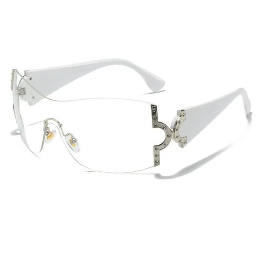 Y2K Oversized Shield Rimless Sunglasses | Clear