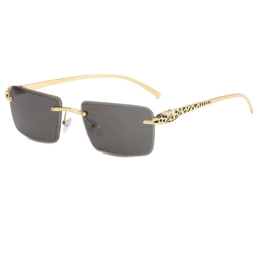 Panther Rectangle Tint Rimless Sunglasses | Black