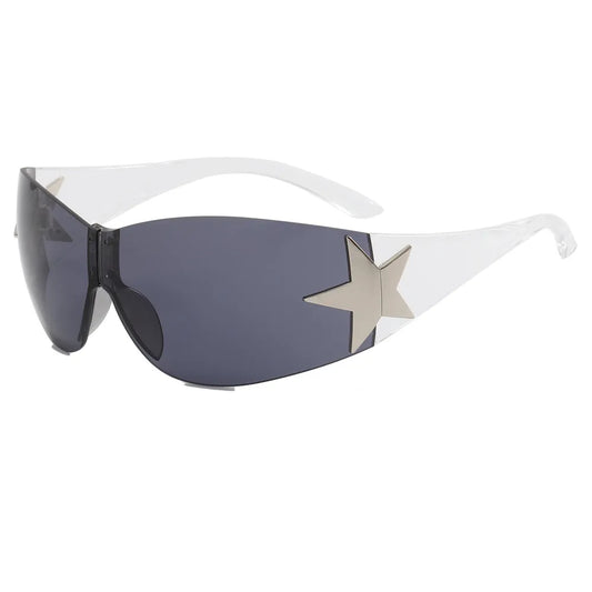 Rimless Shield Y2K Star Sunglasses | Charcoal