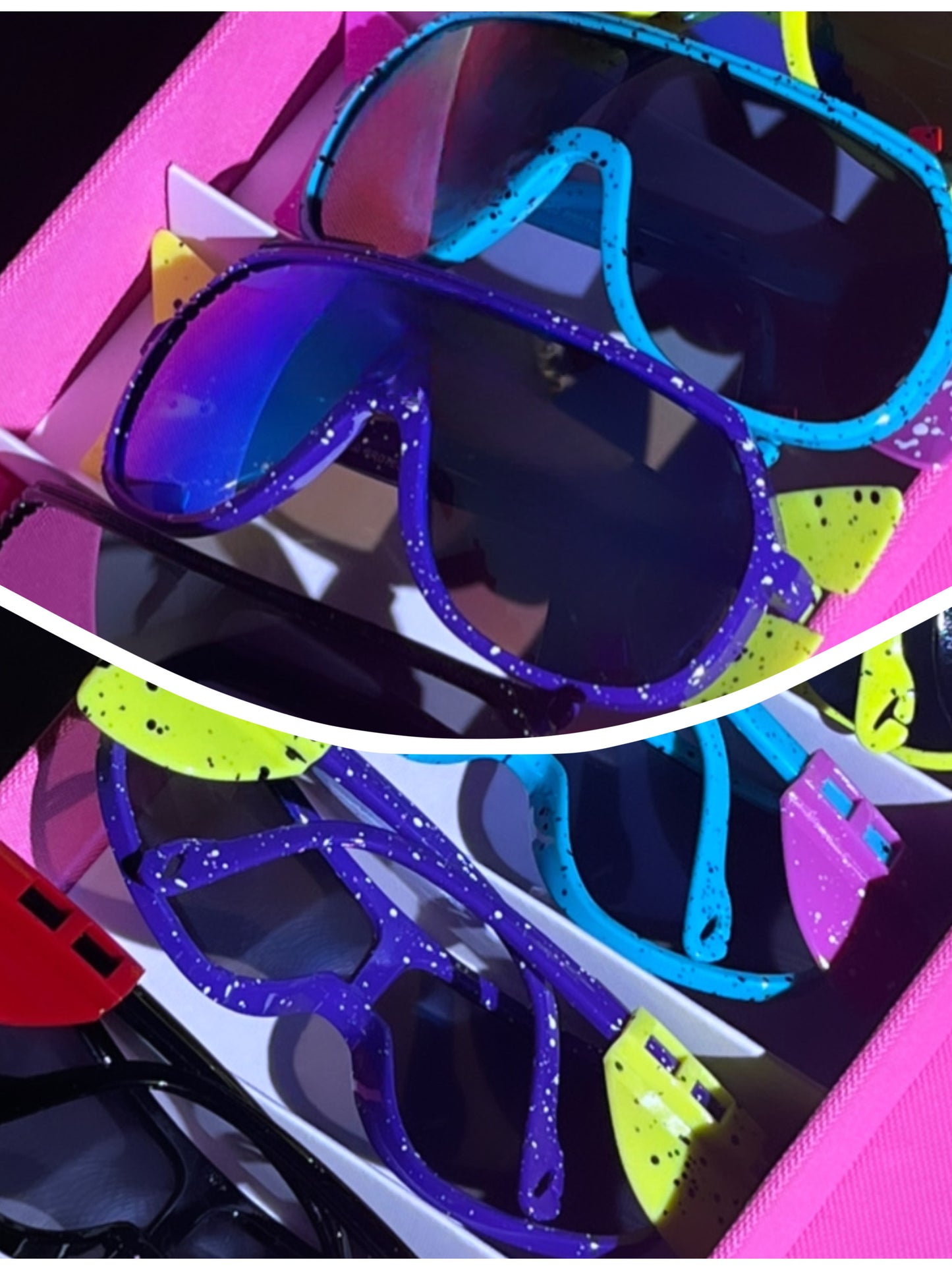 Color Pop - White Splat Plastic Sunglasses