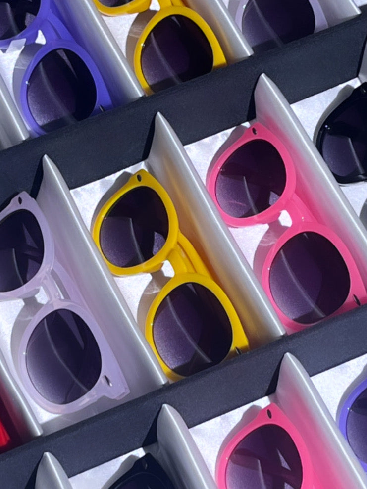 Kids Round Lens Colorful Plastic Horn Rimmed Sunglasses