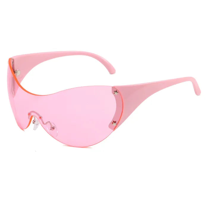 Oversized One-Piece Lens Rimless Y2K Wholesale Sunglasses