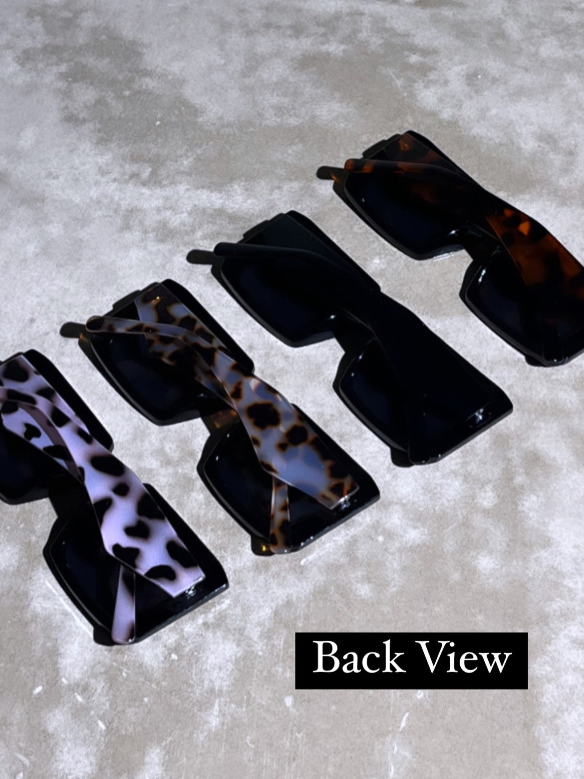 Thick Two-Tone Chunky Tortoise Print Rectangle Sunglasses