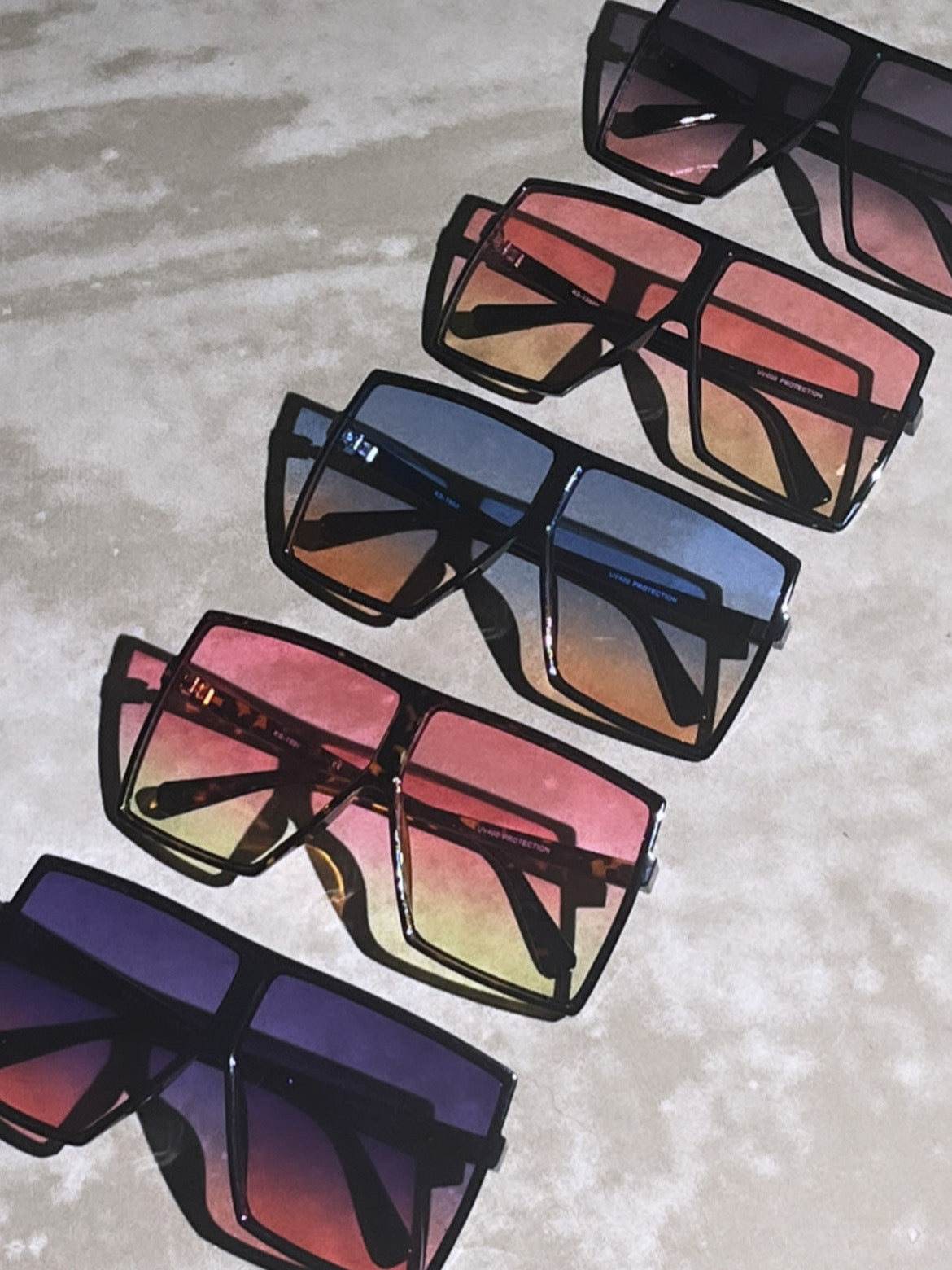 Flat Lens XL Ombre' Square Oversized Sunglasses