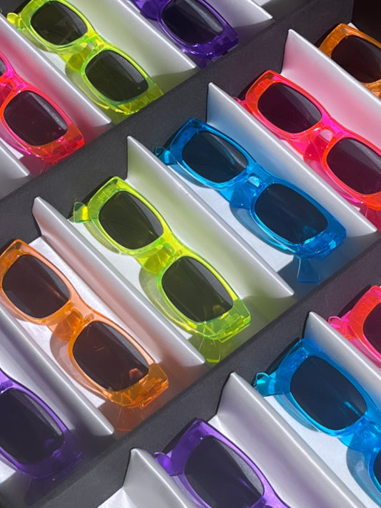 Kids Retro Neon Rectangle Sunglasses