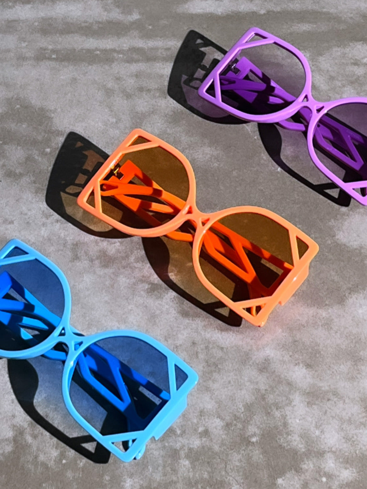 Summer Fashion Geometric Arm Cut Bright Colored Sunglasses