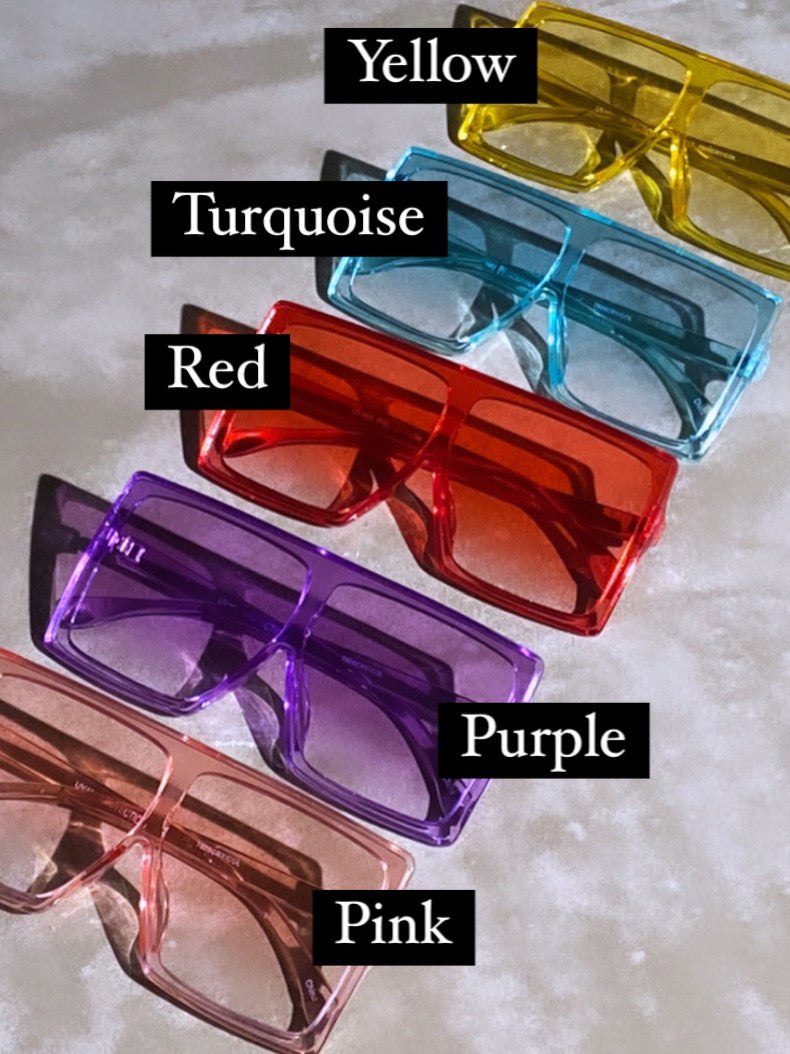 Oversized Bold Flat Color Lens Square Sunglasses